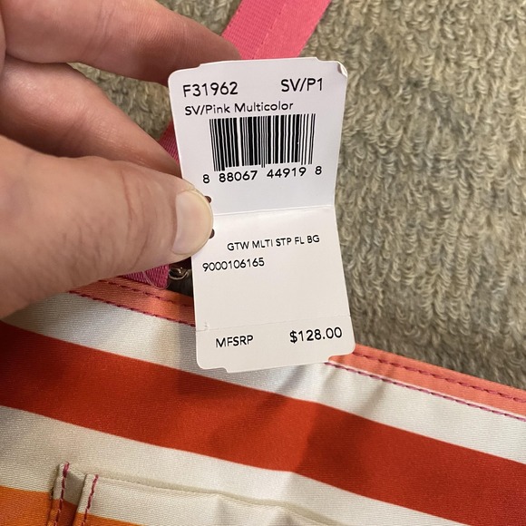 Coach Crossbody Bag Womens Medium Multicolor Stripe Nylon Pink Strap F31962 - Picture 6 of 16